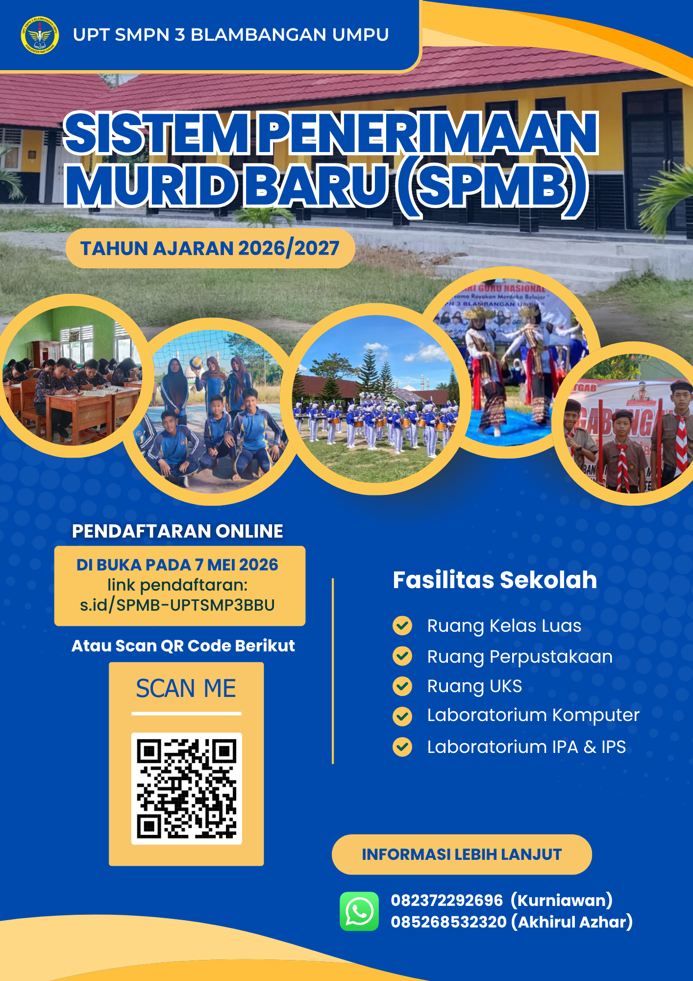 PENDAFTARAN MURID BARU UPT SMPN 3 BLAMBANGAN UMPU TA 2026/2027